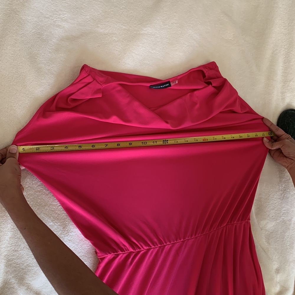 Josie Natori Elegant Cowl Neck Knee-Length Sleeveless Dress Pink - Picture 14 of 15